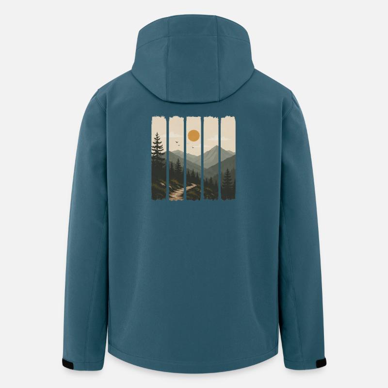 Waldpanorama in Sonnenpaneelen - Recycelte Männer Softshell-Jacke von Stanley/Stella - Dunkles Petrol