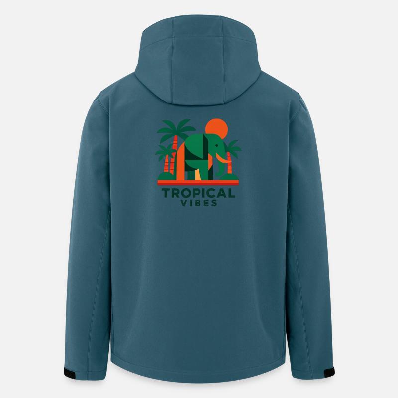 Éléphant tropical - Veste softshell homme en polyester recyclé Stanley/Stella - bleu pétrole foncé
