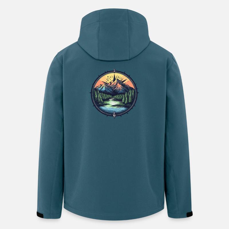 Berge Kompass - Recycelte Männer Softshell-Jacke von Stanley/Stella - Dunkles Petrol