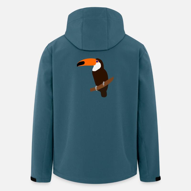 Tukan auf Ast – bunte Illustration - Recycelte Männer Softshell-Jacke von Stanley/Stella - Dunkles Petrol