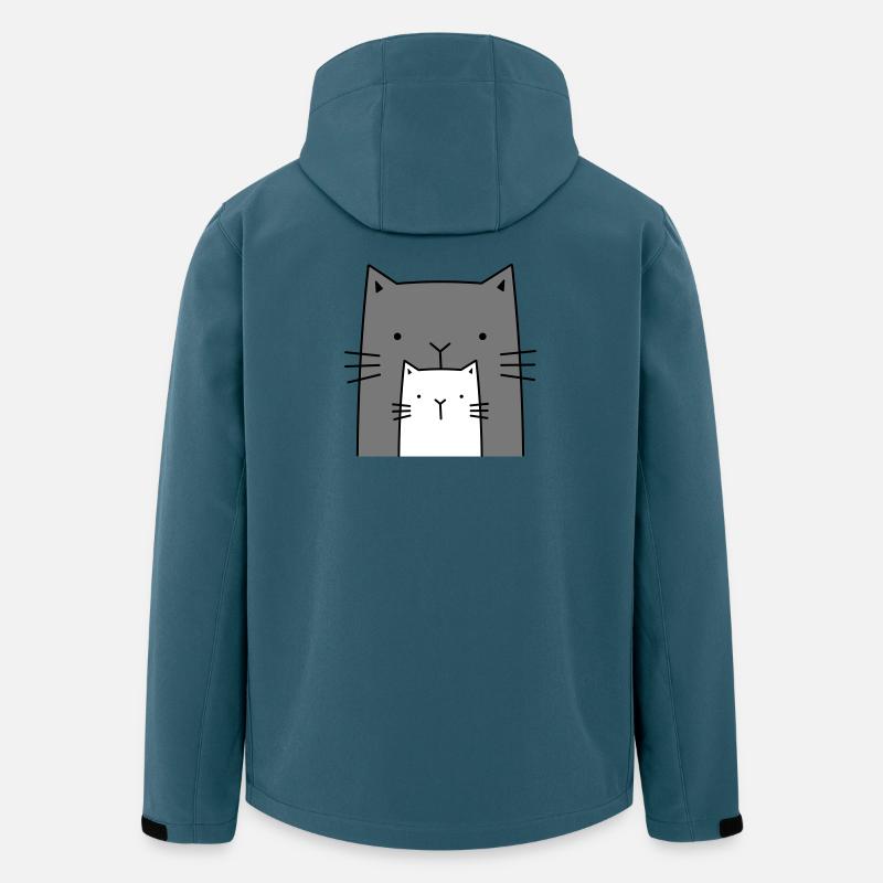 deux chats - grand et petit chat - Veste softshell homme en polyester recyclé Stanley/Stella - bleu pétrole foncé