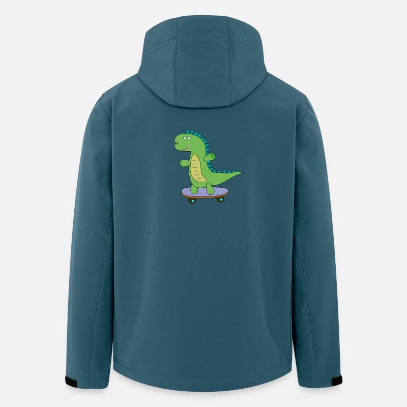 Søde dino skateboard, dinosaur, skøjteløb børn - Stanley/Stella herre softshelljakke i genanvendt polyester - mørk petrol