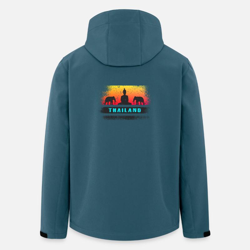 Thaïlande / Bouddha / Éléphant / Cadeau / Siam - Veste softshell homme en polyester recyclé Stanley/Stella - bleu pétrole foncé