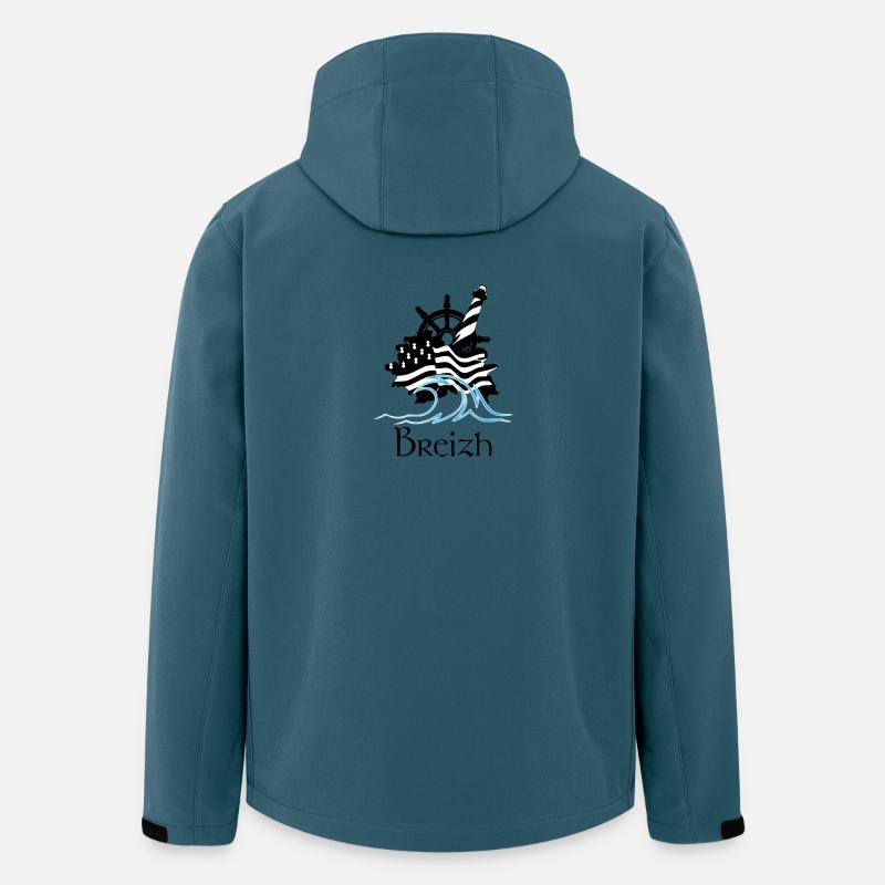 Leuchtturm und Welle im minimalistischen Stil - Recycelte Männer Softshell-Jacke von Stanley/Stella - Dunkles Petrol
