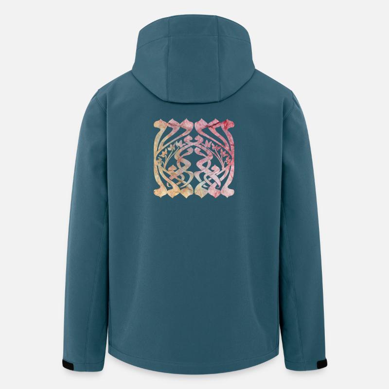 Aquarelliertes Blättermuster mit floralem Design - Recycelte Männer Softshell-Jacke von Stanley/Stella - Dunkles Petrol