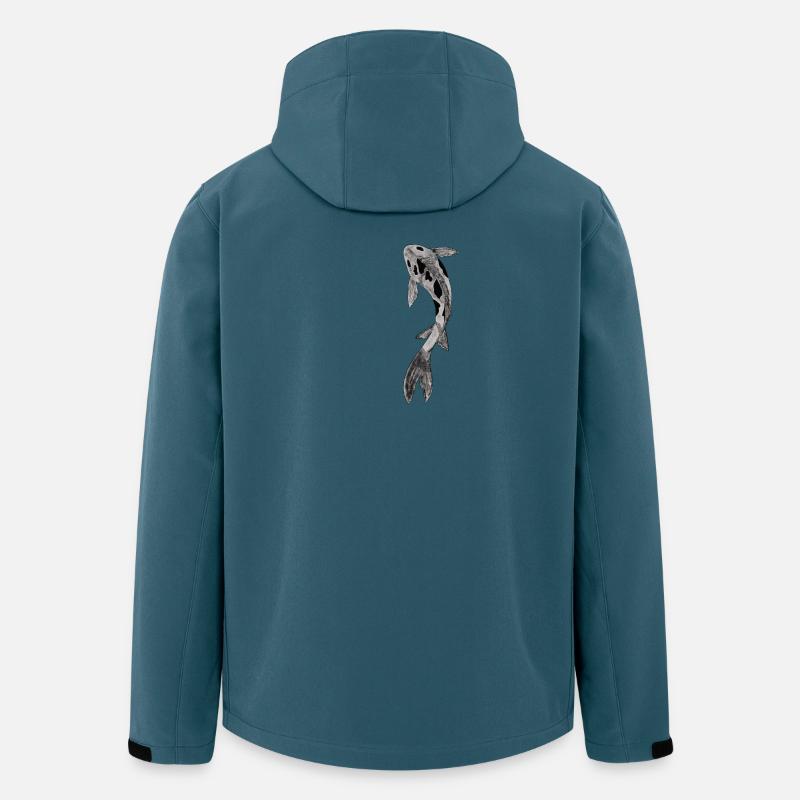Koi Silhouette auf Schwarz - Recycelte Männer Softshell-Jacke von Stanley/Stella - Dunkles Petrol