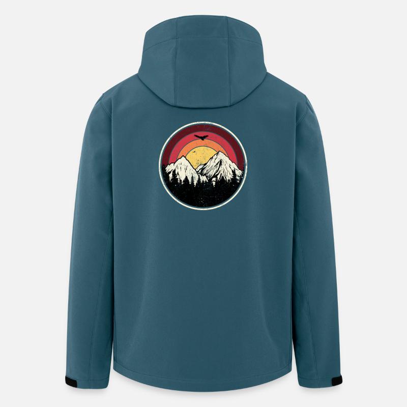 Sunset Peaks Mountain Round Illustration - Men’s Recycled Softshell Jacket by Stanley/Stella - stargazer