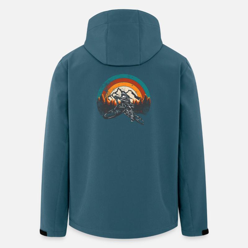 Retro Mountain MTB Sunset - Recycelte Männer Softshell-Jacke von Stanley/Stella - Dunkles Petrol