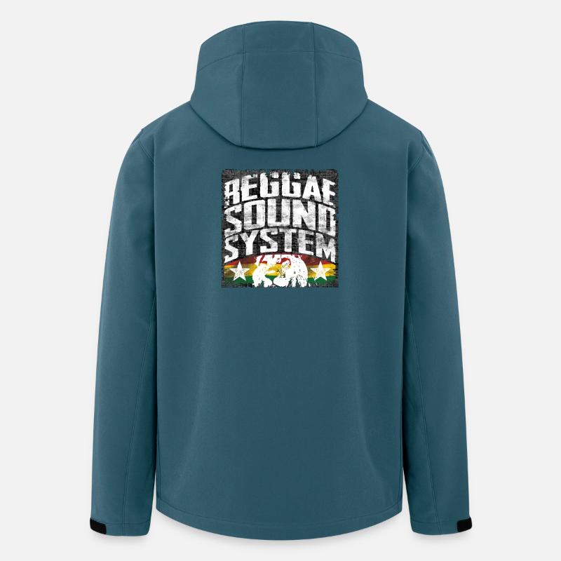 Système de son Reggae - Veste softshell homme en polyester recyclé Stanley/Stella - bleu pétrole foncé