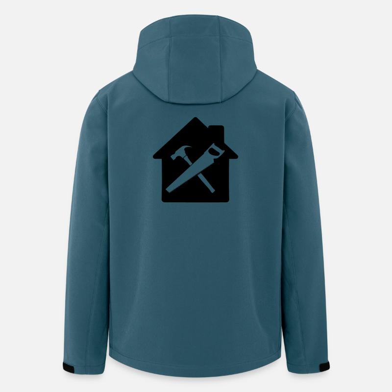 Schreiner Werkzeug Logo Hausbau - Recycelte Männer Softshell-Jacke von Stanley/Stella - Dunkles Petrol