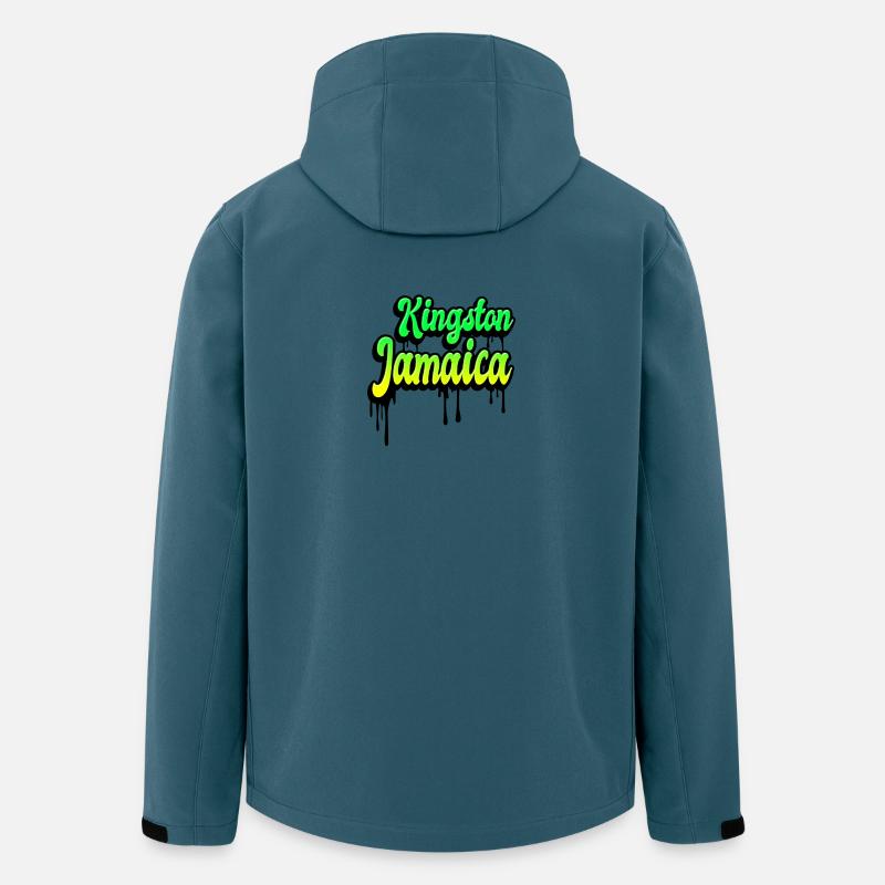 Kingston Jamaika Design - Recycelte Männer Softshell-Jacke von Stanley/Stella - Dunkles Petrol