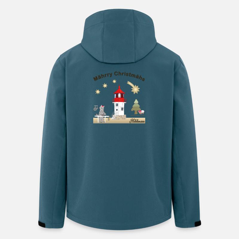 Hiddensee, Leuchtturm Gellen, Weihnachten, Wolf - Recycelte Männer Softshell-Jacke von Stanley/Stella - Dunkles Petrol