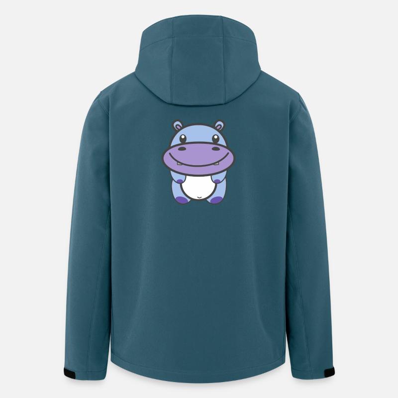 Niedliches Nilpferd Kawaii - Recycelte Männer Softshell-Jacke von Stanley/Stella - Dunkles Petrol