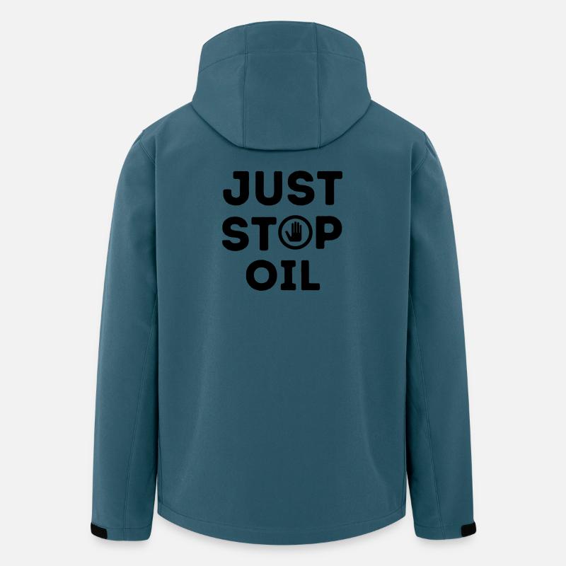 just stop oil - Veste softshell homme en polyester recyclé Stanley/Stella - bleu pétrole foncé