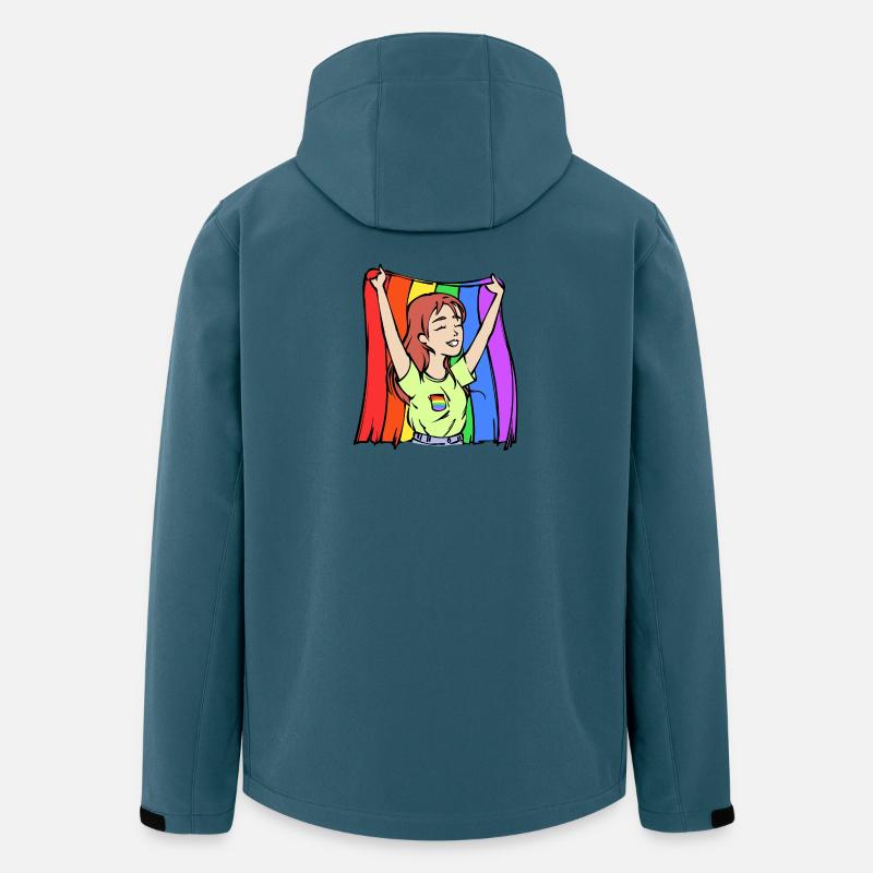 Egalité Lgbt Drapeau Arc-en-ciel Homo - Veste softshell homme en polyester recyclé Stanley/Stella - bleu pétrole foncé