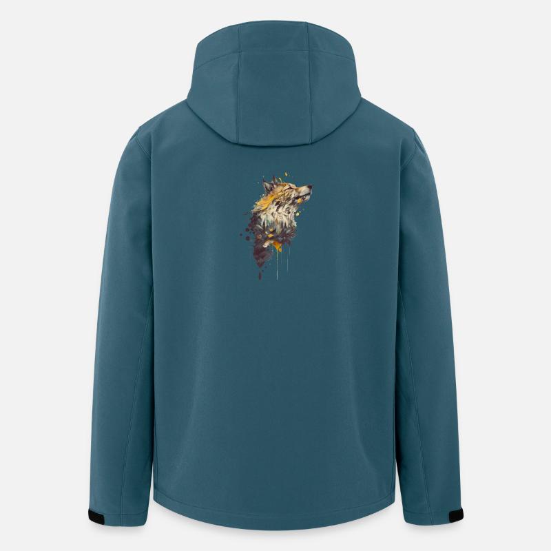 Wolf Design mit einem inkludierten Wald - Recycelte Männer Softshell-Jacke von Stanley/Stella - Dunkles Petrol