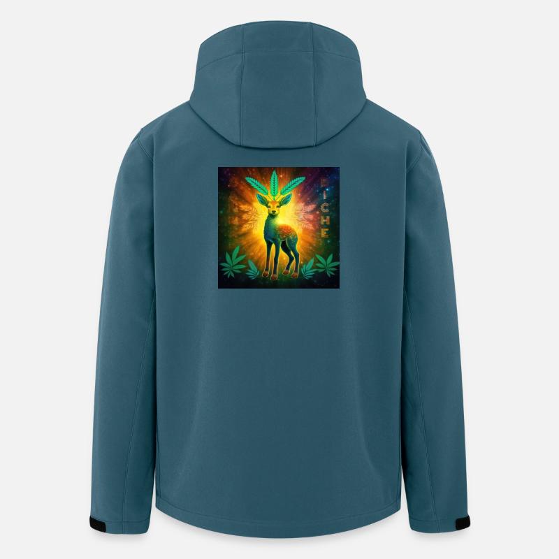 Kosmisches Reh mit Cannabisblättern - Recycelte Männer Softshell-Jacke von Stanley/Stella - Dunkles Petrol