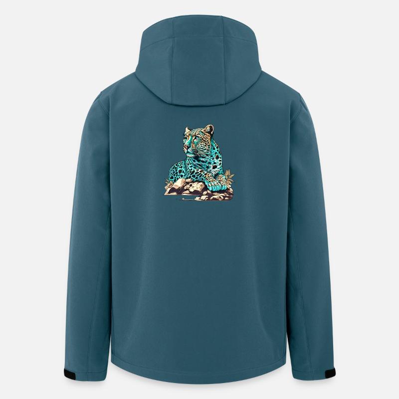 Léopard à l’affût - Veste softshell homme en polyester recyclé Stanley/Stella - bleu pétrole foncé