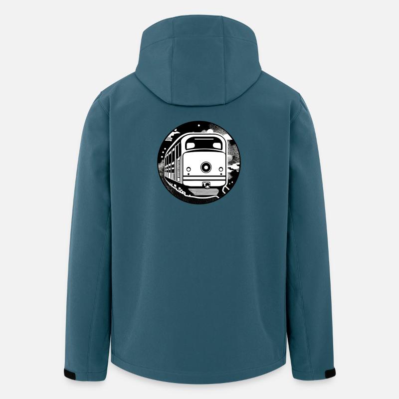 Lokomotive, Zug, Eisenbahn - Recycelte Männer Softshell-Jacke von Stanley/Stella - Dunkles Petrol