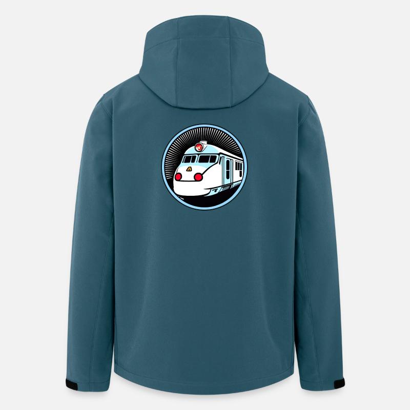 Train, locomotive, chemin de fer - Veste softshell homme en polyester recyclé Stanley/Stella - bleu pétrole foncé