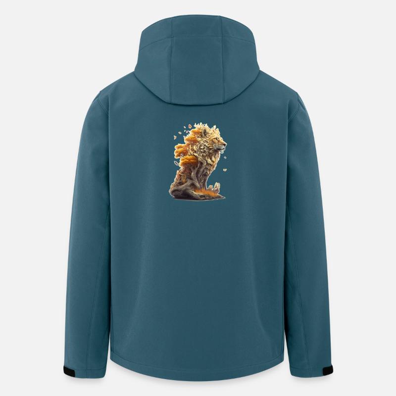 Löwe mit Savannen Elementen, Löwendesign - Recycelte Männer Softshell-Jacke von Stanley/Stella - Dunkles Petrol