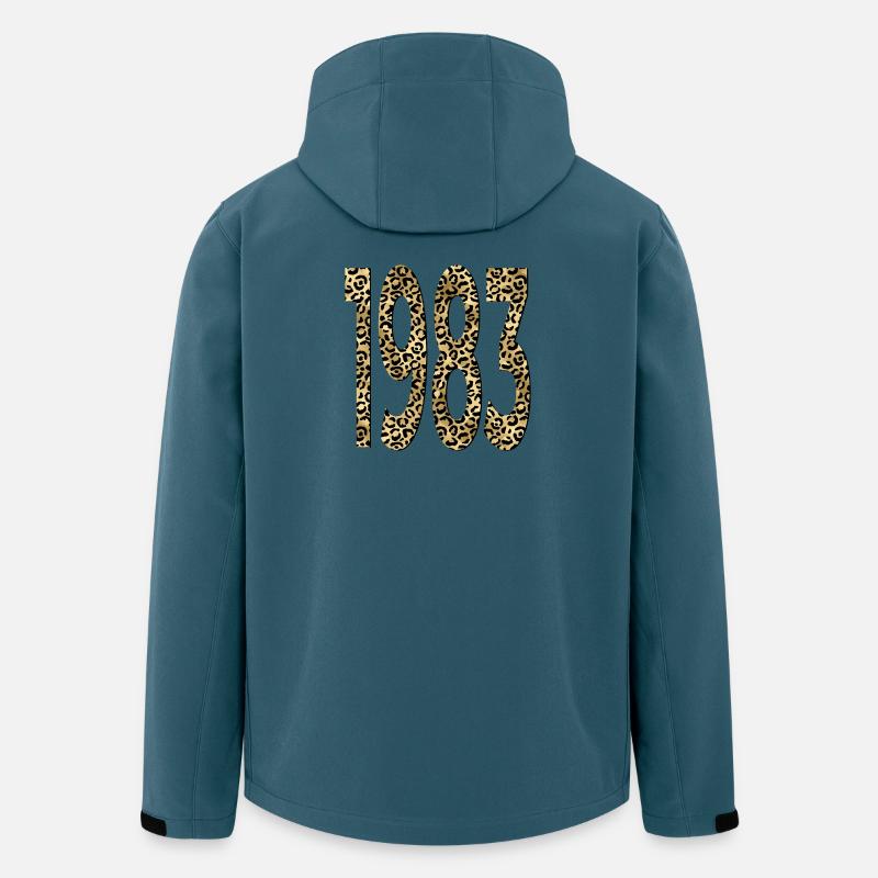 Numéro 1983 - Imprimé Léopard - Anniversaire - Veste softshell homme en polyester recyclé Stanley/Stella - bleu pétrole foncé