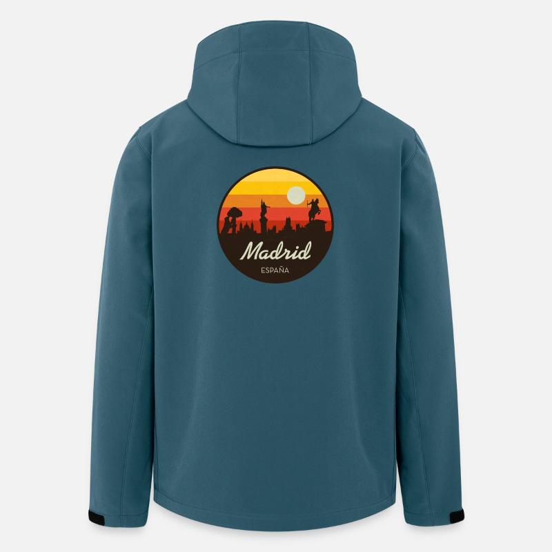 Madrid Sonnenuntergang Skyline Retro - Recycelte Männer Softshell-Jacke von Stanley/Stella - Dunkles Petrol