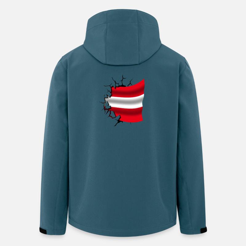 Drapeau de l’Autriche - Autriche - Drapeau Broken Design - Veste softshell homme en polyester recyclé Stanley/Stella - bleu pétrole foncé