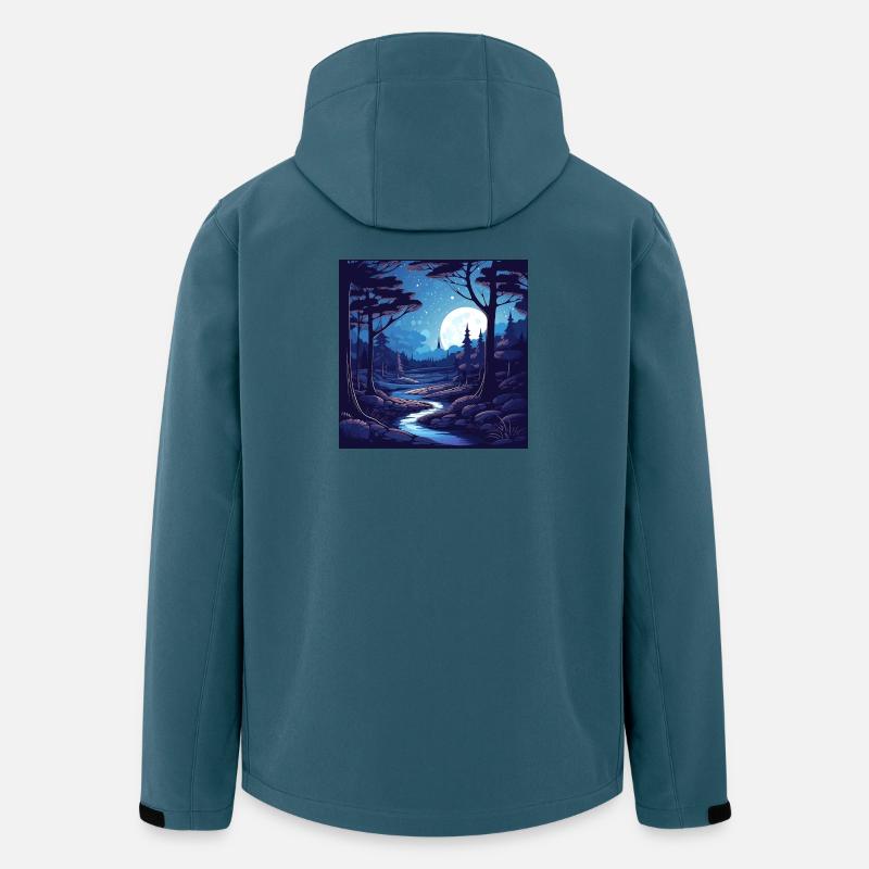 Surreale Wald Landschaft bei Nacht - Recycelte Männer Softshell-Jacke von Stanley/Stella - Dunkles Petrol