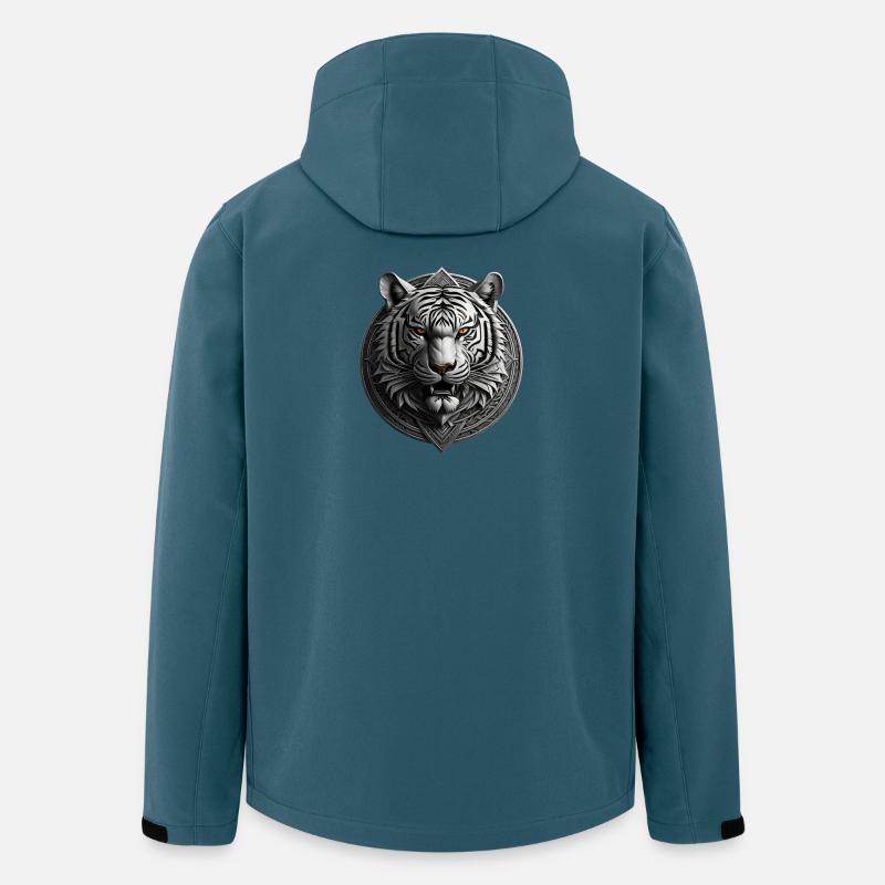 Weißer Tiger Medaillon Emblem - Recycelte Männer Softshell-Jacke von Stanley/Stella - Dunkles Petrol