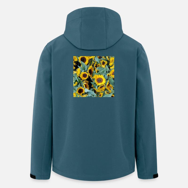 Sonnenblumenfeld in Gelbton - Recycelte Männer Softshell-Jacke von Stanley/Stella - Dunkles Petrol