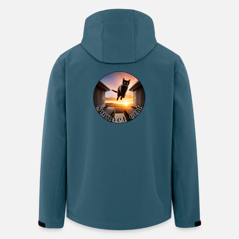Coucher de soleil chat 2 - Veste softshell homme en polyester recyclé Stanley/Stella - bleu pétrole foncé
