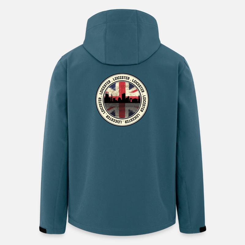 Leicester Skyline Union Jack Roundel - Recycelte Männer Softshell-Jacke von Stanley/Stella - Dunkles Petrol