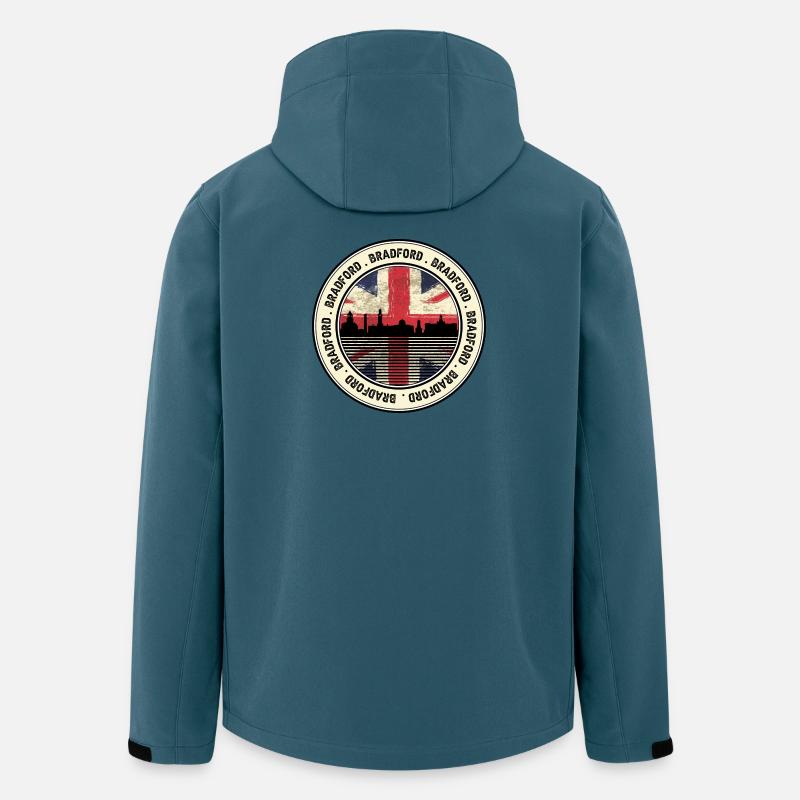 Bradford Skyline Union Jack Retro-Abzeichen - Recycelte Männer Softshell-Jacke von Stanley/Stella - Dunkles Petrol