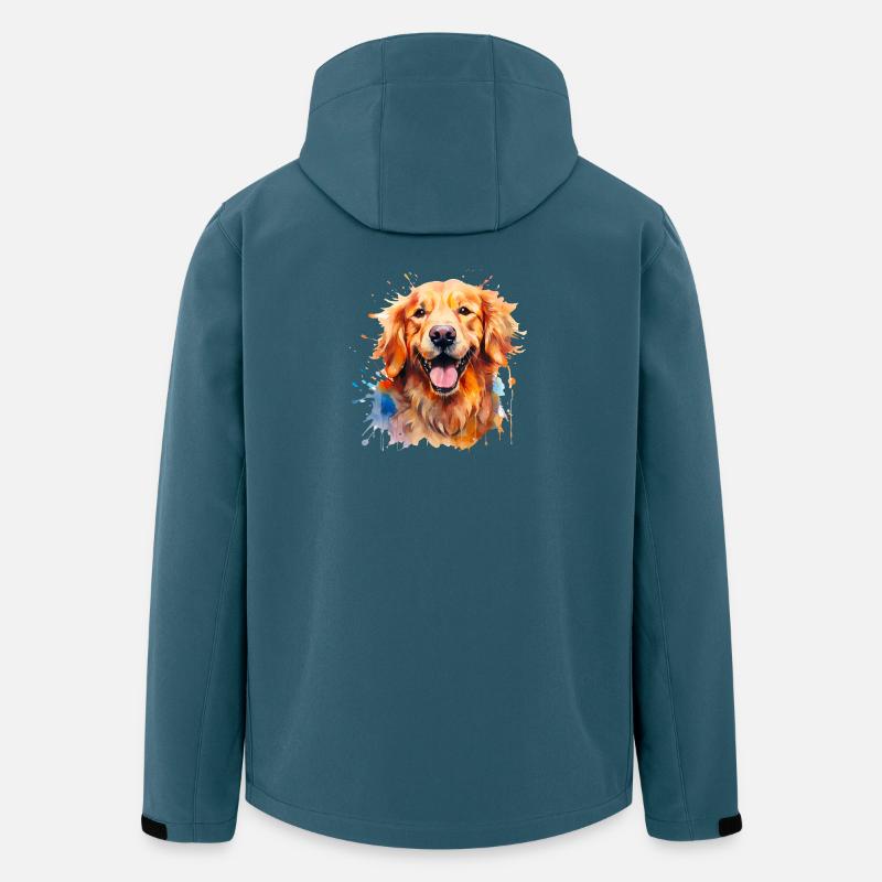 Aquarell Golden Retriever - Recycelte Männer Softshell-Jacke von Stanley/Stella - Dunkles Petrol