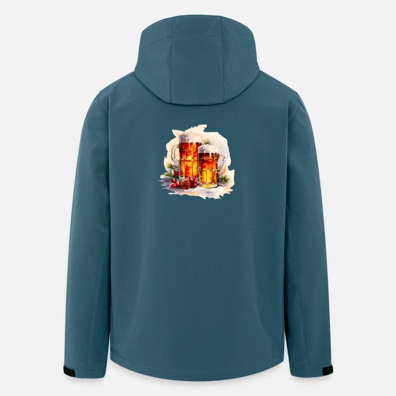 Bière à l’aquarelle dans la neige - Veste softshell homme en polyester recyclé Stanley/Stella - bleu pétrole foncé