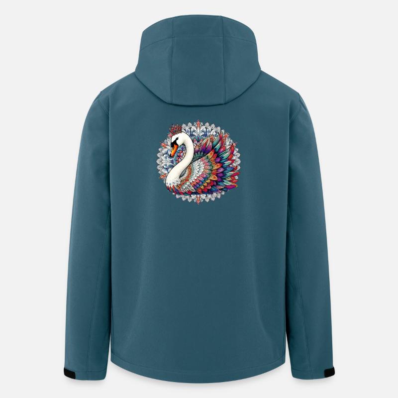 Schwan mit Mandalas verziert - Recycelte Männer Softshell-Jacke von Stanley/Stella - Dunkles Petrol