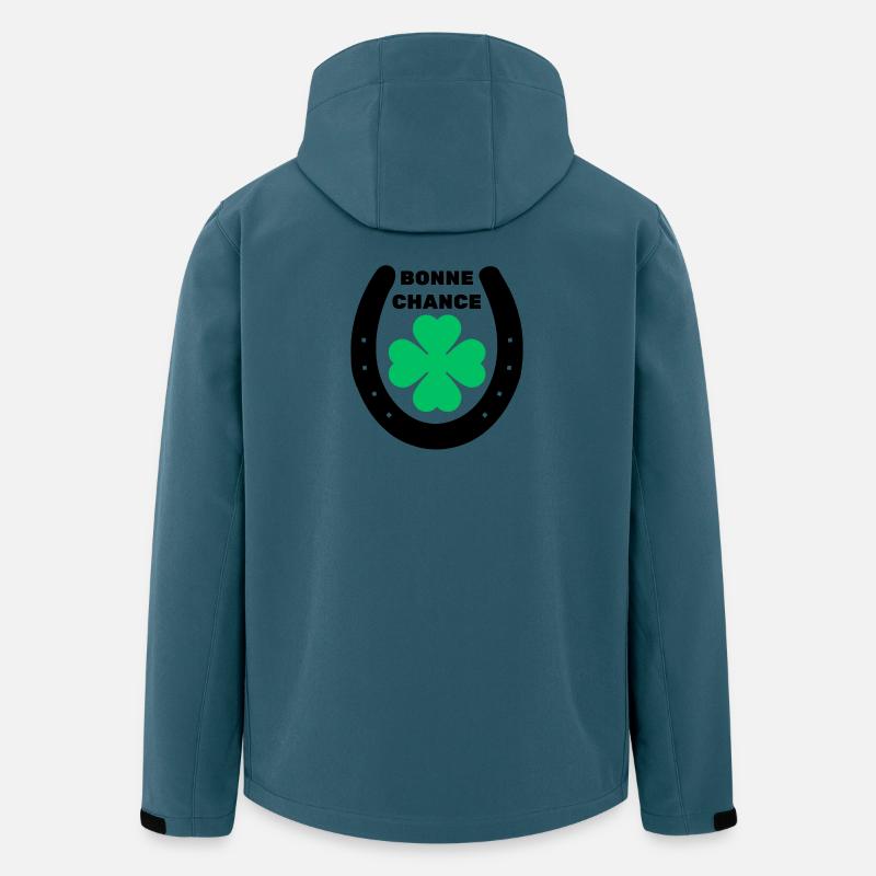 Bonne chance trèfle 4 feuilles fer à cheval - Veste softshell homme en polyester recyclé Stanley/Stella - bleu pétrole foncé