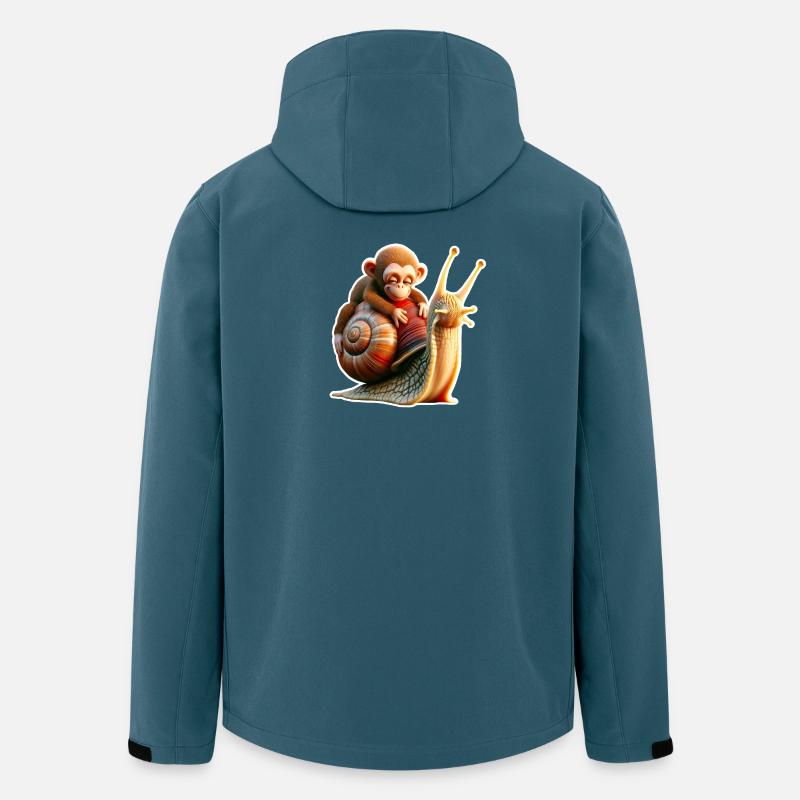 Singe sur l’escargot : amitié joueuse - Veste softshell homme en polyester recyclé Stanley/Stella - bleu pétrole foncé