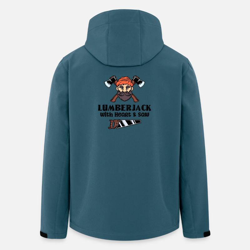 Boiserie hache bois bûcheron déclaration - Veste softshell homme en polyester recyclé Stanley/Stella - bleu pétrole foncé