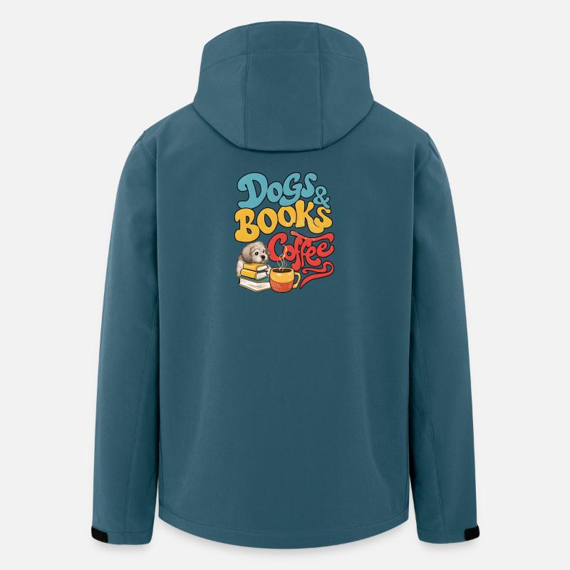 Hund und Bücher mit Kaffee - Recycelte Männer Softshell-Jacke von Stanley/Stella - Dunkles Petrol