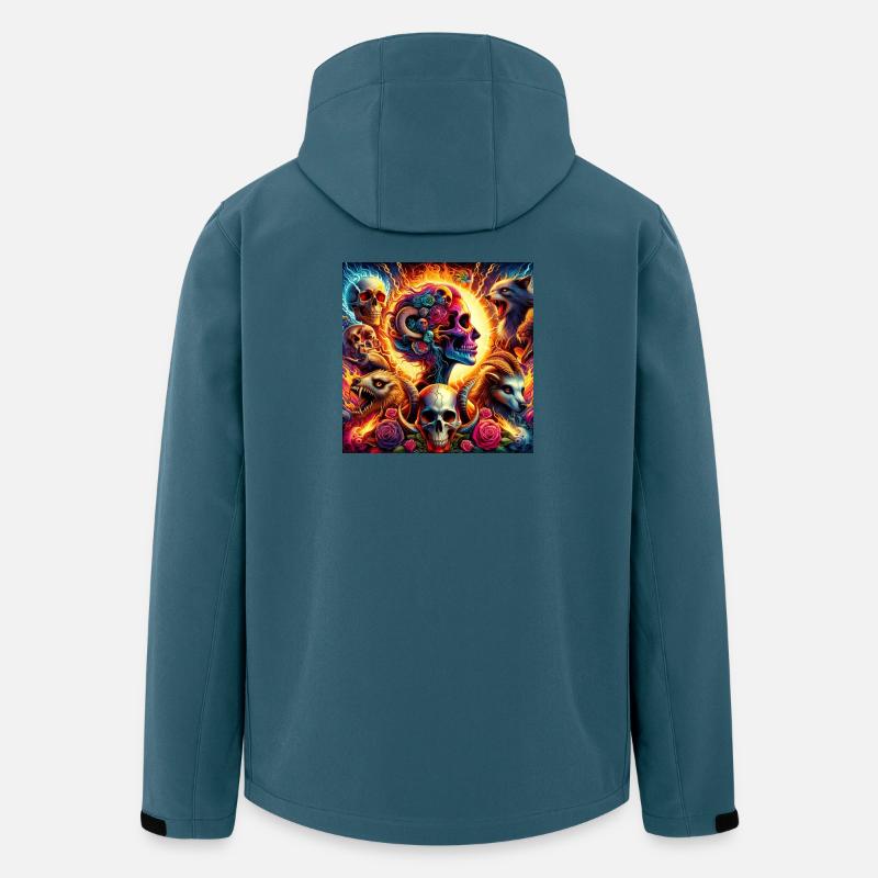 Lebendige Blumenschädel & Chlorole - Recycelte Männer Softshell-Jacke von Stanley/Stella - Dunkles Petrol