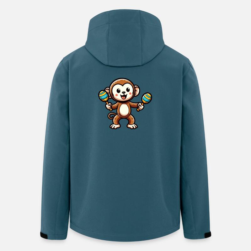 Maraca Monkey: Der musikalische Primat - Recycelte Männer Softshell-Jacke von Stanley/Stella - Dunkles Petrol