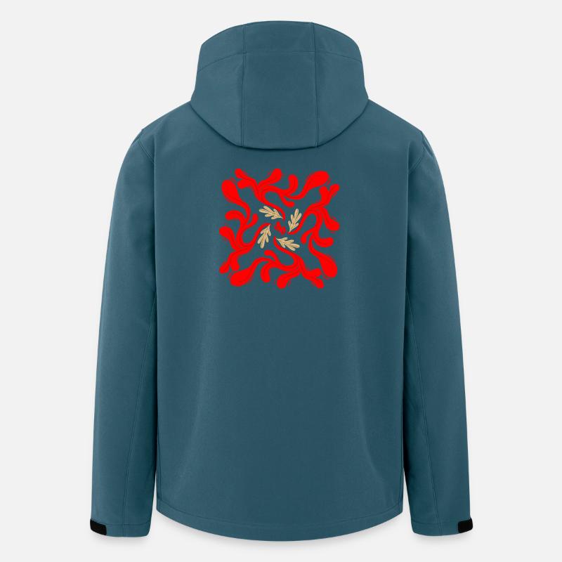Rote Florale Ranken Muster - Recycelte Männer Softshell-Jacke von Stanley/Stella - Dunkles Petrol
