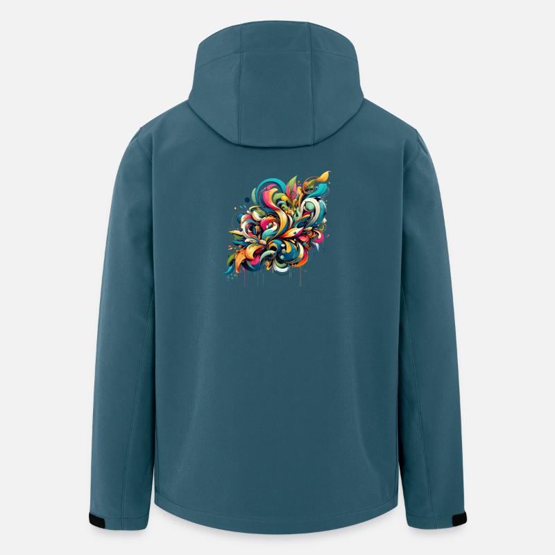 Coole florale dynamische Graffiti-Illustration - Recycelte Männer Softshell-Jacke von Stanley/Stella - Dunkles Petrol