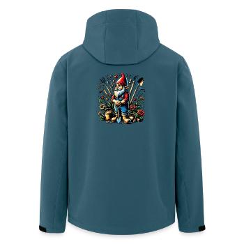Colorful, living garden gnome surrounded by tools - Men’s Recycled Softshell Jacket by Stanley/Stella - stargazer - Back - AI Model Male 185 light (185cm)