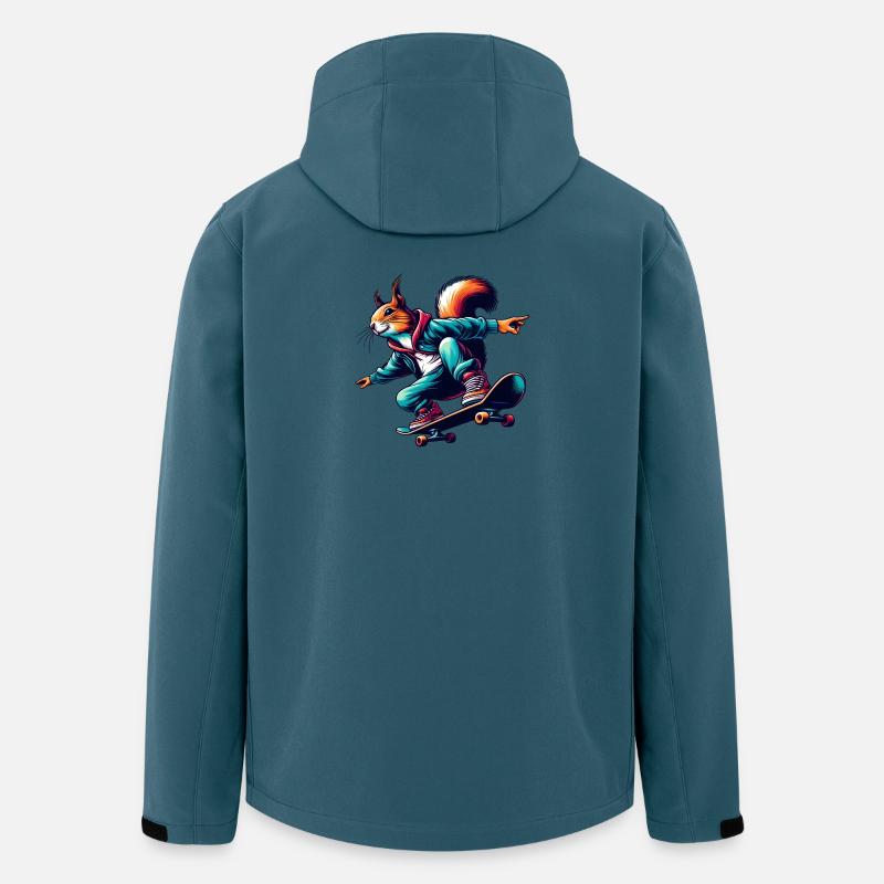Écureuil cool sur un skateboard - Veste softshell homme en polyester recyclé Stanley/Stella - bleu pétrole foncé