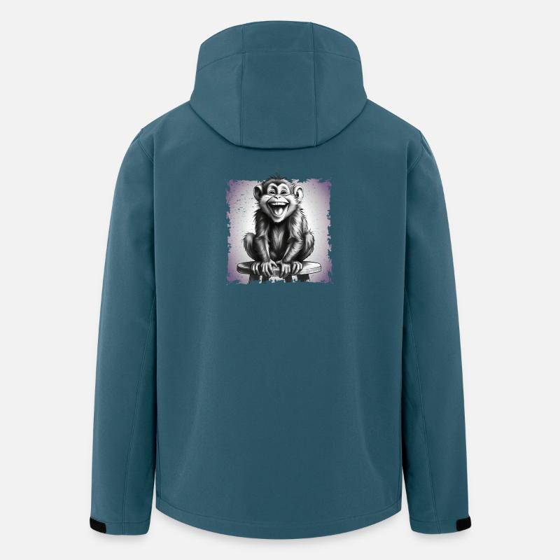 Affe lachend sitzt auf Hocker - Recycelte Männer Softshell-Jacke von Stanley/Stella - Dunkles Petrol