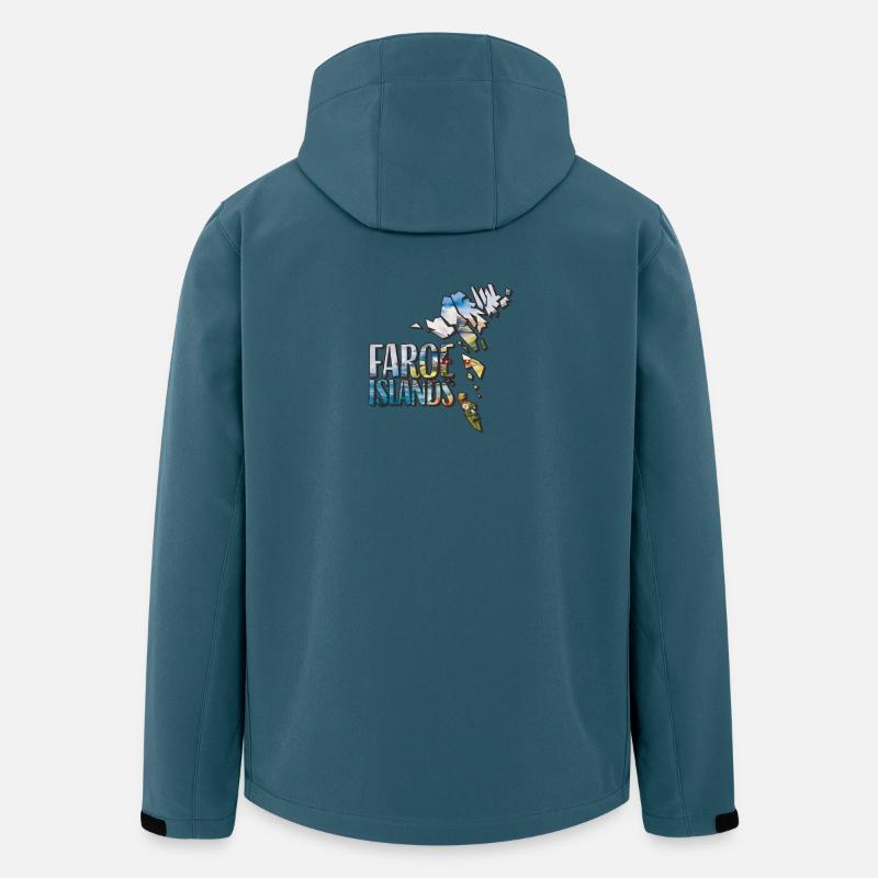 Carte à l’aquarelle Îles Féroé - Veste softshell homme en polyester recyclé Stanley/Stella - bleu pétrole foncé