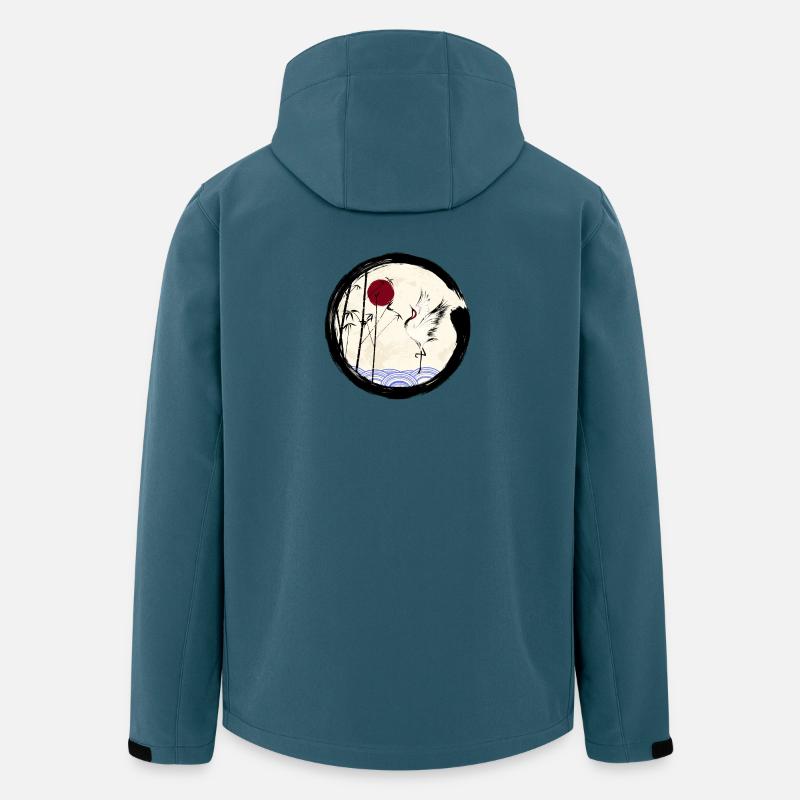 Japanischer Kranich - Recycelte Männer Softshell-Jacke von Stanley/Stella - Dunkles Petrol